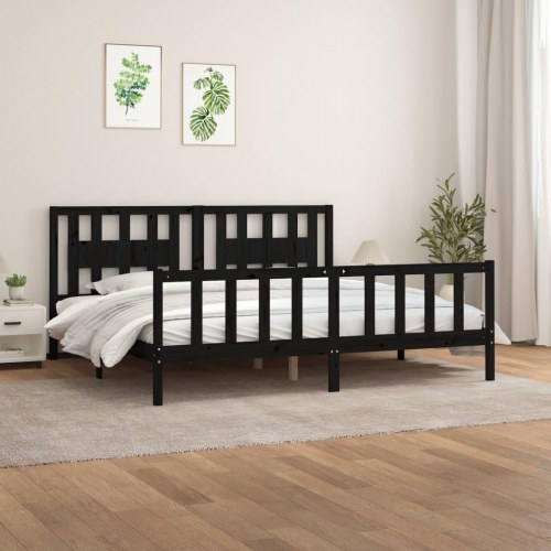 Sengeramme m. sengegavl 180x200 cm Super King fyrretræ sort