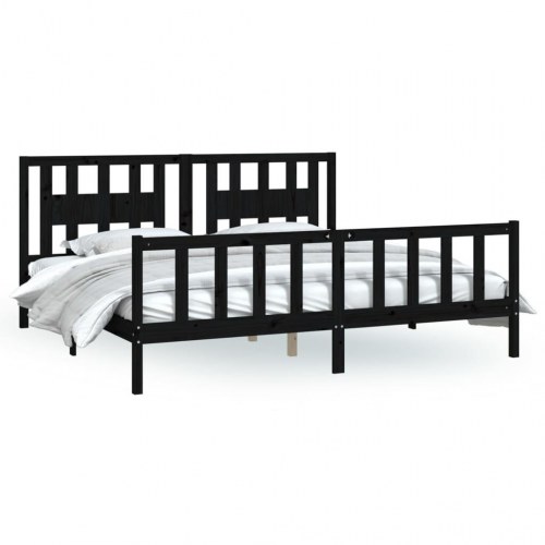Sengeramme m. sengegavl 180x200 cm Super King fyrretræ sort