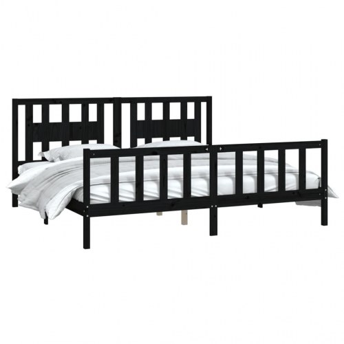 Sengeramme m. sengegavl 180x200 cm Super King fyrretræ sort