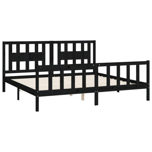 Sengeramme m. sengegavl 180x200 cm Super King fyrretræ sort