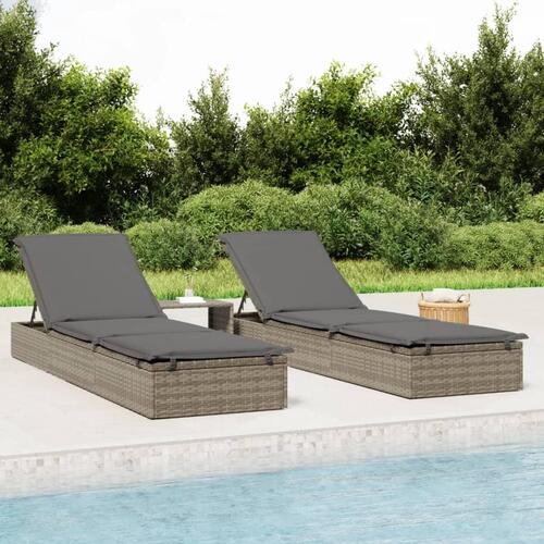 Liggestol 1 stk. med bord polyrattan grå