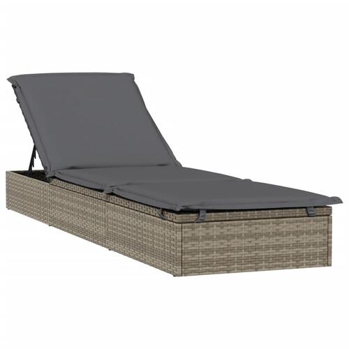 Liggestol 1 stk. med bord polyrattan grå