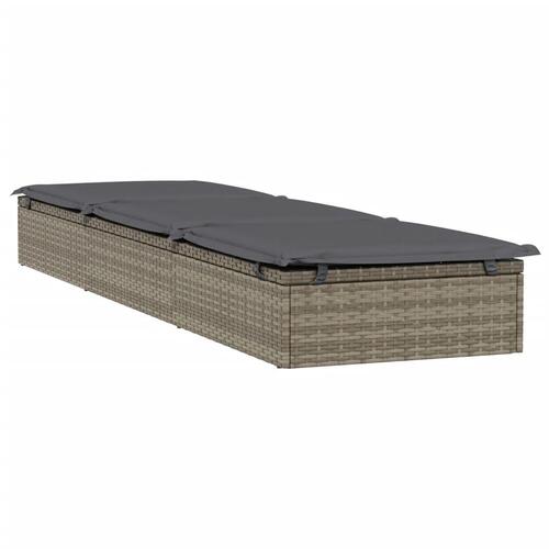 Liggestol 1 stk. med bord polyrattan grå