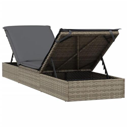 Liggestol 1 stk. med bord polyrattan grå