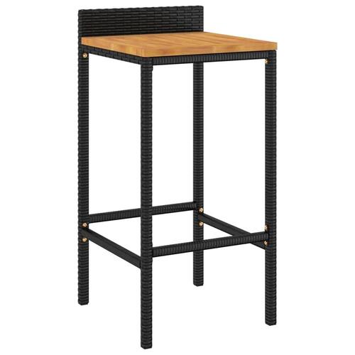 Barstole 2 stk. polyrattan og massivt akacietræ sort