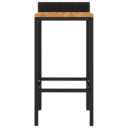 Barstole 2 stk. polyrattan og massivt akacietræ sort