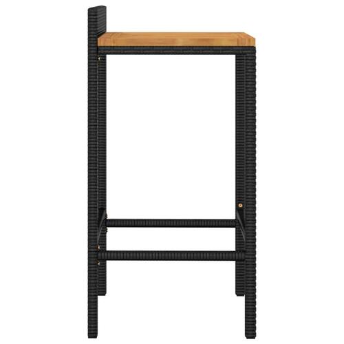 Barstole 2 stk. polyrattan og massivt akacietræ sort