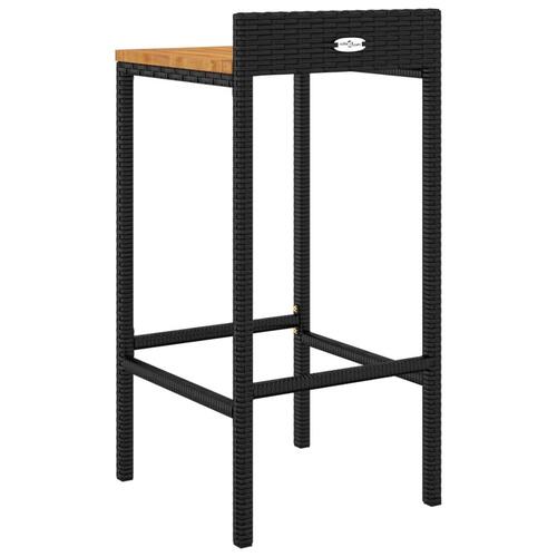 Barstole 2 stk. polyrattan og massivt akacietræ sort