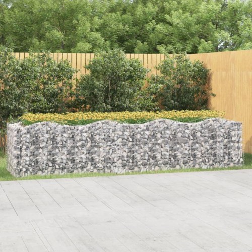 Buet gabion-højbed 400 × 100 × 100 cm - galvaniseret jern