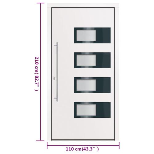 Hoveddør 110x210 cm aluminium og PVC hvid