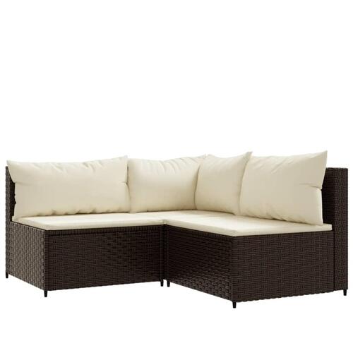 Loungesæt til haven 4 dele med hynder polyrattan brun
