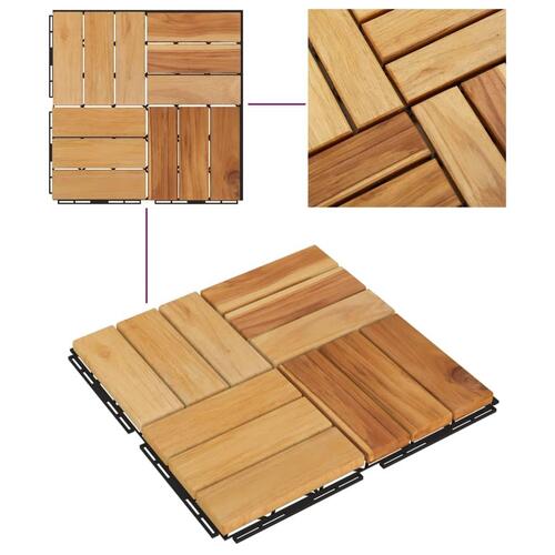Terrassebrædder 20 stk. 30x30 cm massivt teaktræ