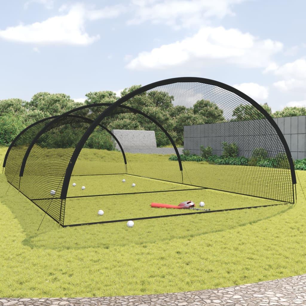 Batting cage net til baseball 900 x 400 x 250 cm i sort polyester billede