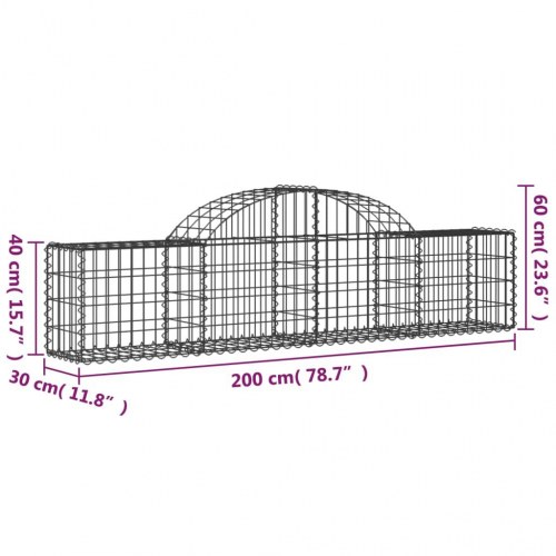 Buede gabionkurve - 3 stk. 200×30×40/60 cm i galvaniseret jern