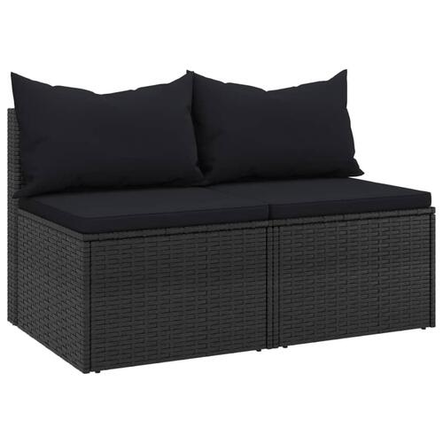Midtermoduler til havesofa 2 stk. med hynder polyrattan sort
