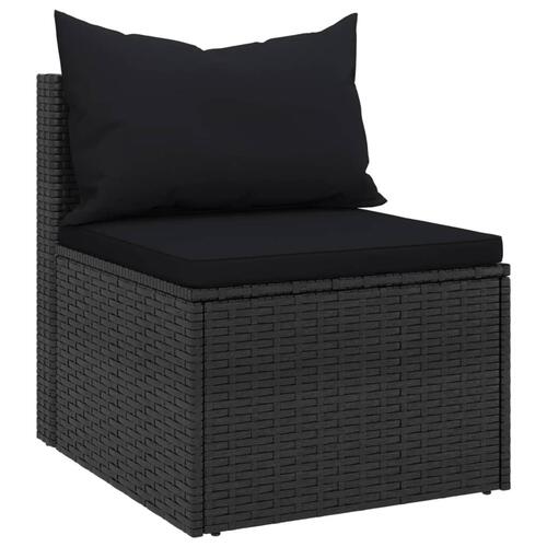 Midtermoduler til havesofa 2 stk. med hynder polyrattan sort