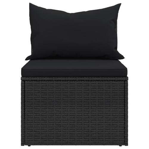 Midtermoduler til havesofa 2 stk. med hynder polyrattan sort
