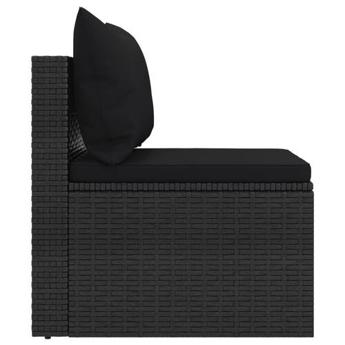 Midtermoduler til havesofa 2 stk. med hynder polyrattan sort