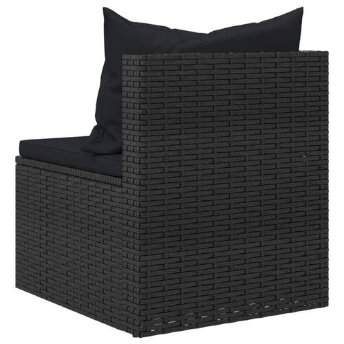 Midtermoduler til havesofa 2 stk. med hynder polyrattan sort