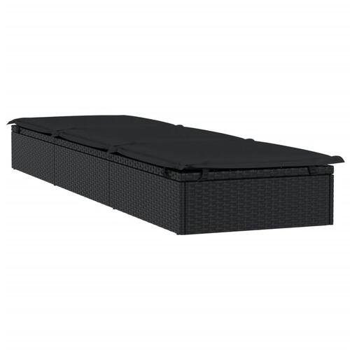 Liggestol 1 stk. med bord polyrattan sort