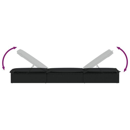 Liggestol 1 stk. med bord polyrattan sort