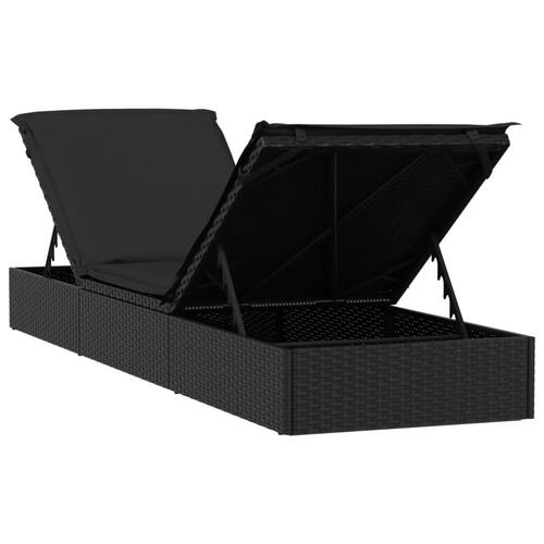 Liggestol 1 stk. med bord polyrattan sort