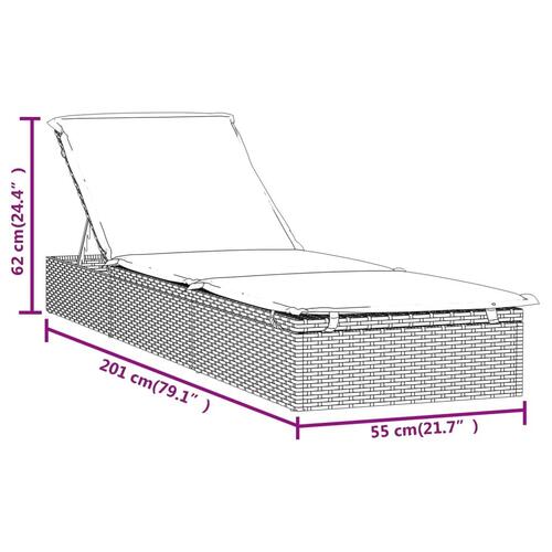 Liggestol 1 stk. med bord polyrattan sort