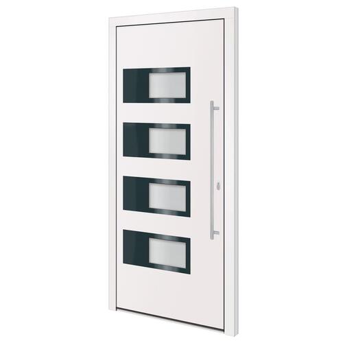 Hoveddør 100x210 cm aluminium og PVC hvid
