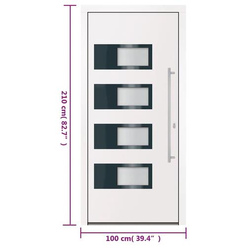 Hoveddør 100x210 cm aluminium og PVC hvid