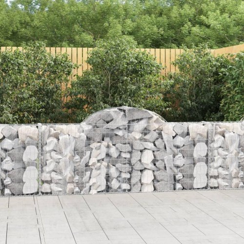 Buede gabionkurve 3 stk. 200 × 30 × 80/100 cm - galvaniseret jern