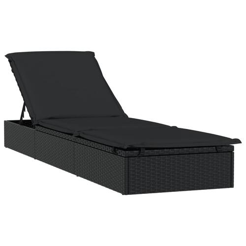 Liggestol 1 stk. med hynde 201x55x62 cm polyrattan sort