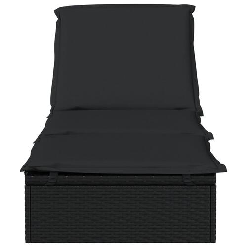 Liggestol 1 stk. med hynde 201x55x62 cm polyrattan sort
