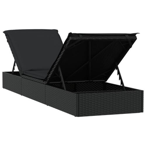Liggestol 1 stk. med hynde 201x55x62 cm polyrattan sort