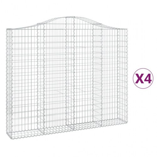 Buede gabionkurve 4 stk. 200x30x160/180 cm galvaniseret jern
