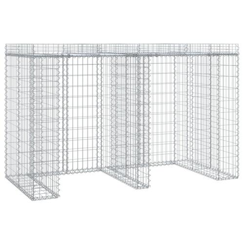Gabionvæg til skraldespand 192x91x120 cm galvaniseret jern