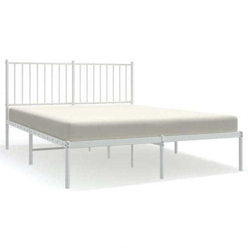 Sengeramme med sengegavl 135×190 cm - metal, hvid