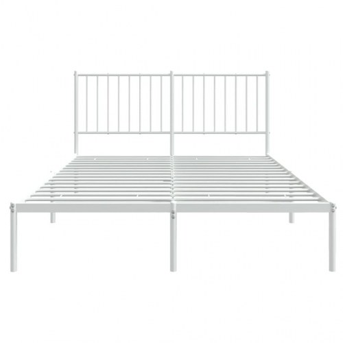 Sengeramme med sengegavl 135×190 cm - metal, hvid