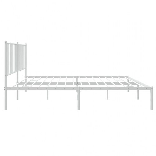 Sengeramme med sengegavl 135×190 cm - metal, hvid