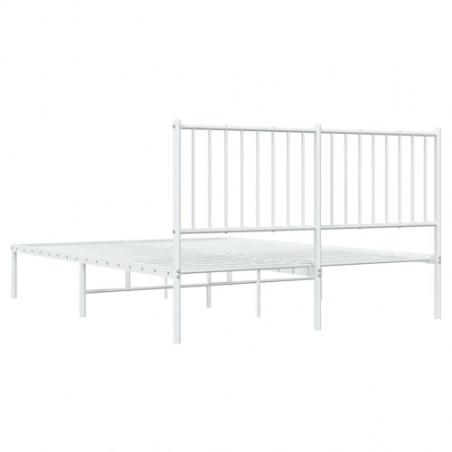 Sengeramme med sengegavl 135×190 cm - metal, hvid
