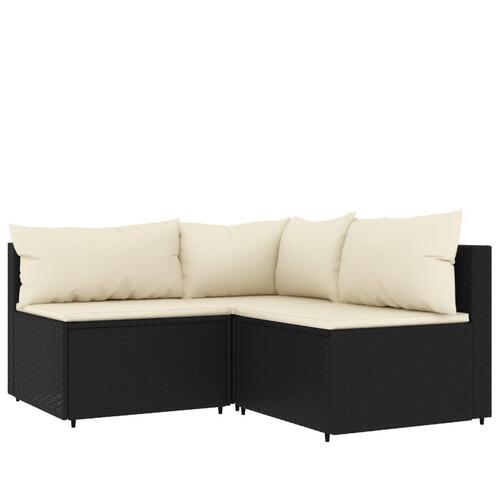 Loungesæt til haven 4 dele med hynder polyrattan sort