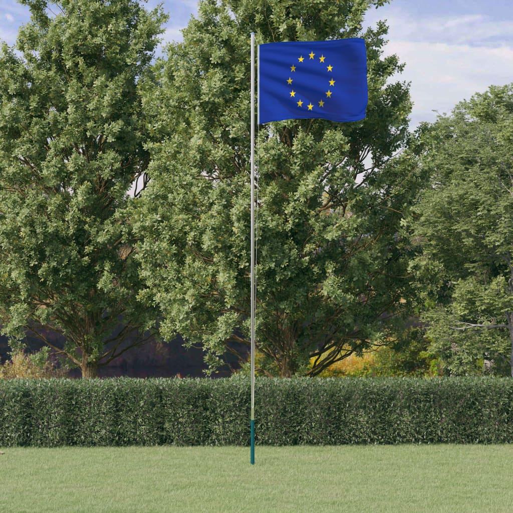 Europaflag og flagstang 6,23 m aluminium