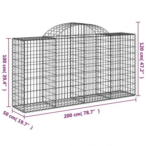 Buet gabionkurv 200×50×100/120 cm - galvaniseret jern
