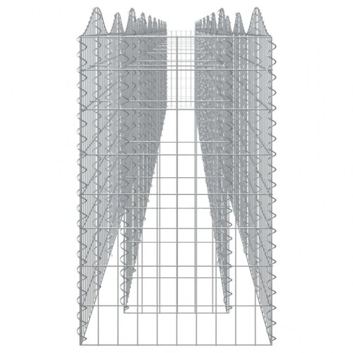 Buet gabion-højbed 800×50×50 cm - galvaniseret jern, sølvfarvet