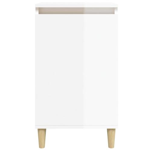 Sengebord 40x35x70 cm konstrueret træ hvid højglans