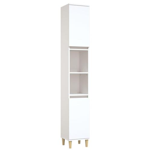 Badeværelsesskab 30x30x190 cm konstrueret træ hvid