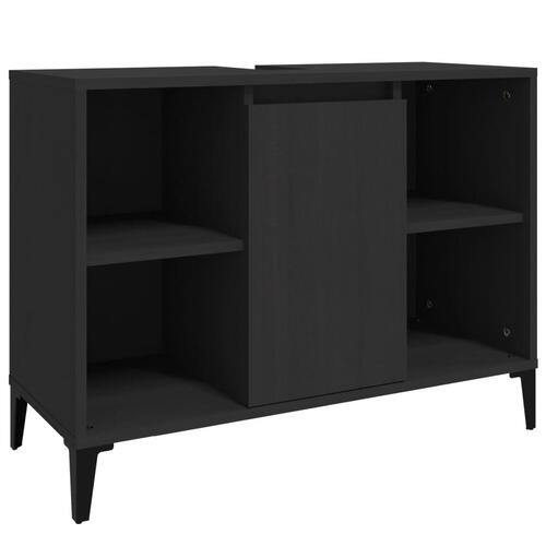 Underskab til håndvask 80x33x60 cm konstrueret træ sort
