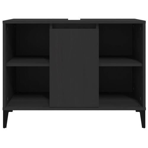 Underskab til håndvask 80x33x60 cm konstrueret træ sort