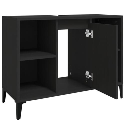 Underskab til håndvask 80x33x60 cm konstrueret træ sort
