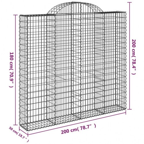 Buet gabionkurv 200×50×180/200 cm i galvaniseret jern