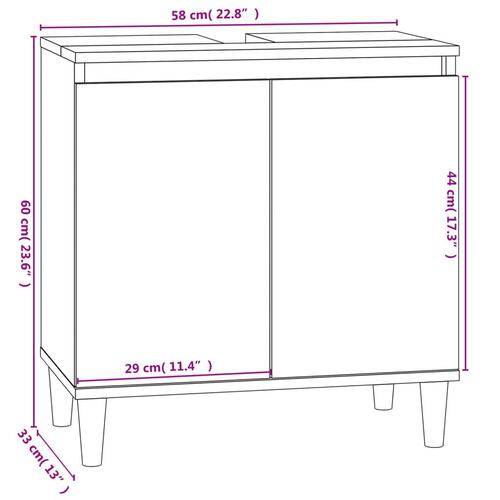 Underskab til håndvask 58x33x60 cm konstrueret træ røget eg